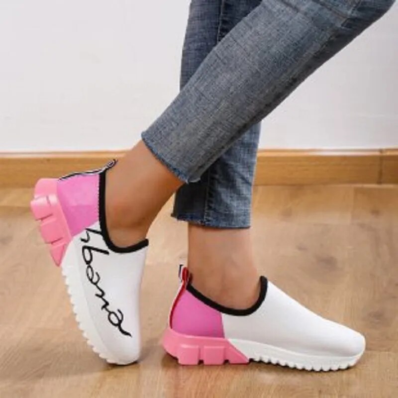 Comfortable Mesh Fashion Casual Shoes Slip on Platform Female Sport Flats Ladies Vulcanized Shoes Zapatos - TaMNz