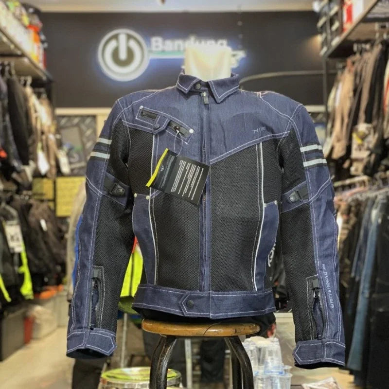 KOMINE JK006 Jacket Spring Breathable Denim Mesh Racing Ride High-performance Drop Resistance Clothing Motorcycle Jacket - Tamnz