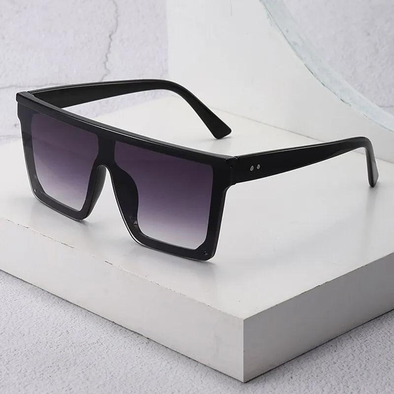 Retro Big Frame Sunglasses Brand Black Square Gradient Cool Men Sunglasses One Piece Designer - TaMNz