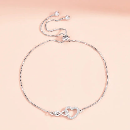 Fine 925 Sterling Silver Crystal custom Heart Bracelet for Women Jewelry Fashion designer Party Wedding Engagement Birthday Gift