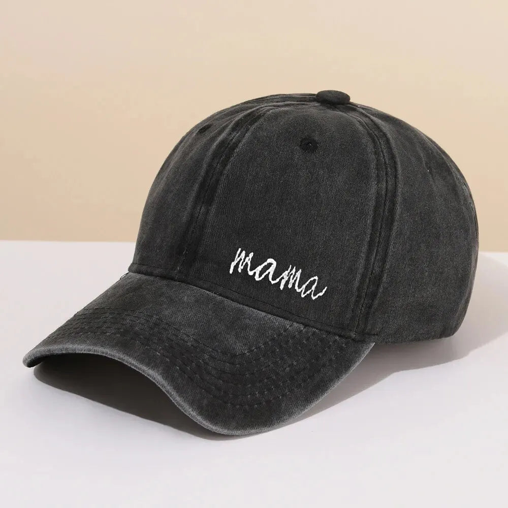 Mama Letter Printed Washable Baseball Hat Casual Men's and Women's Outdoor Sunshade and Sunscreen Duck Tongue Hat