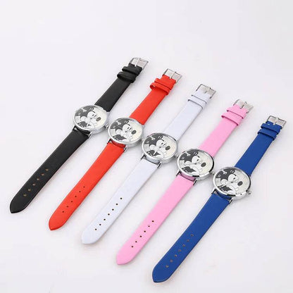 Disney Mickey Mouse Women Watches for Girls Black Leather Strap ultrathin Ladies Watch Quartz Clock Wrist Relogio Feminino - Tamnz