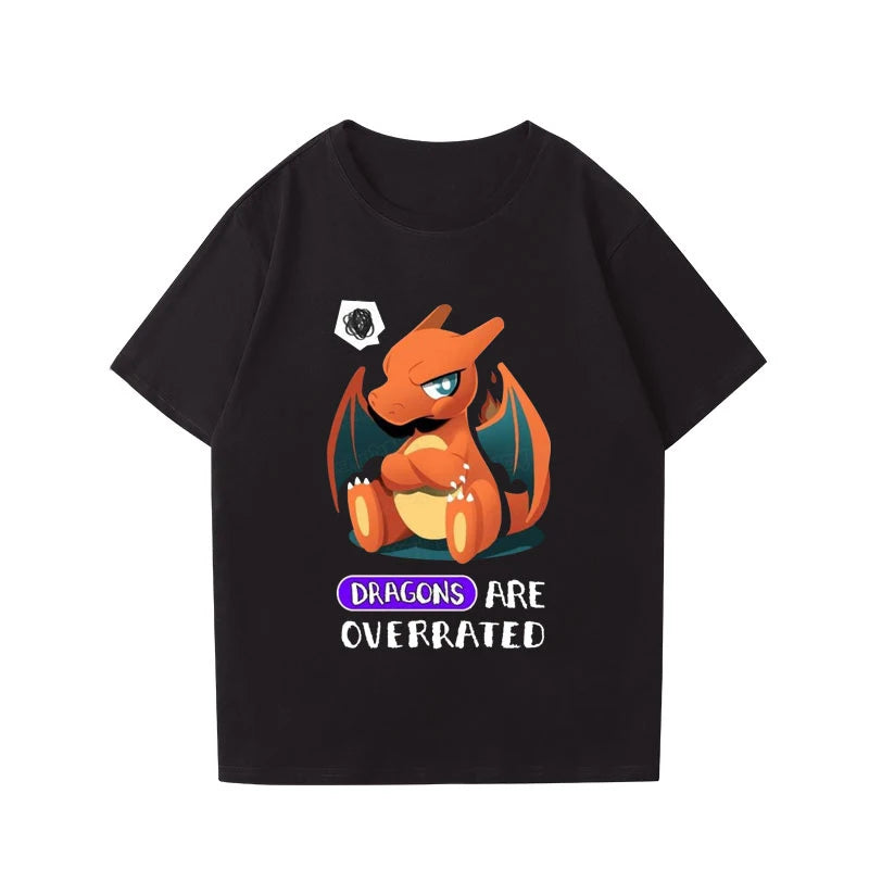 （Miniso) Pokemon Anime Charmander Summer Cute Art Style Short Sleeved Loose Clothes Women Tshirts Trend Fashion Cartoon Tops