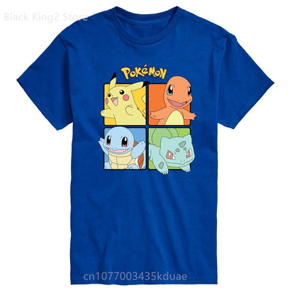 Pokémon Pikachu T-Shirt Mens Charmander Bulbasaur Squirtle Anime&Manga Graphic T Shirts for Women Men Clothing Cotton Boys Tops