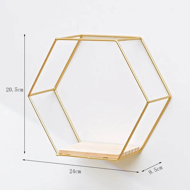 Floating Wall Shelf Sundries Storage Holder Living Room Home Decoration Wall Mounted Hexagon Shelf Handicraft Display Rack - Tamnz