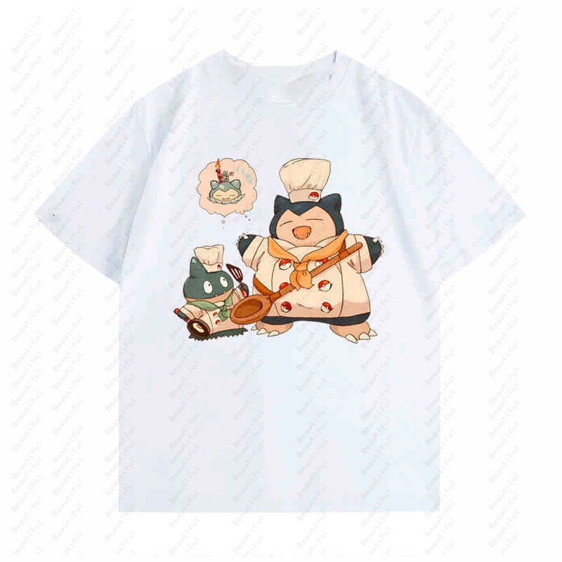 Pokemon Kabi Little Kabi Beast Cartoon Q Version Cute Couple Short-Sleeved T-Shirt Summer Men And Women Cotton Top T-Shirts