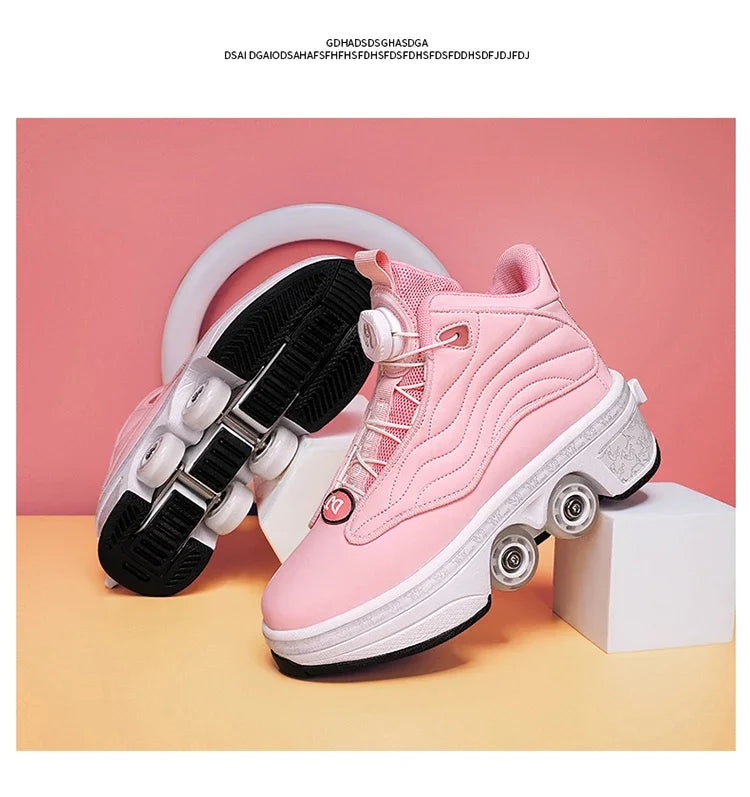 4 Wheel  Roller Skate Shoes For Girls Fashion Shoes With Wheels Women's Adjustable Rolling Skates Shoe Sneakers With Wheels