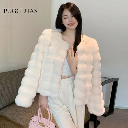 Winter Fashion Faux Fur Coat Women Korea Fashion Warm Feather Coats Cardigan Short Outercoat Lady Party Elegant Outfits - TaMNz