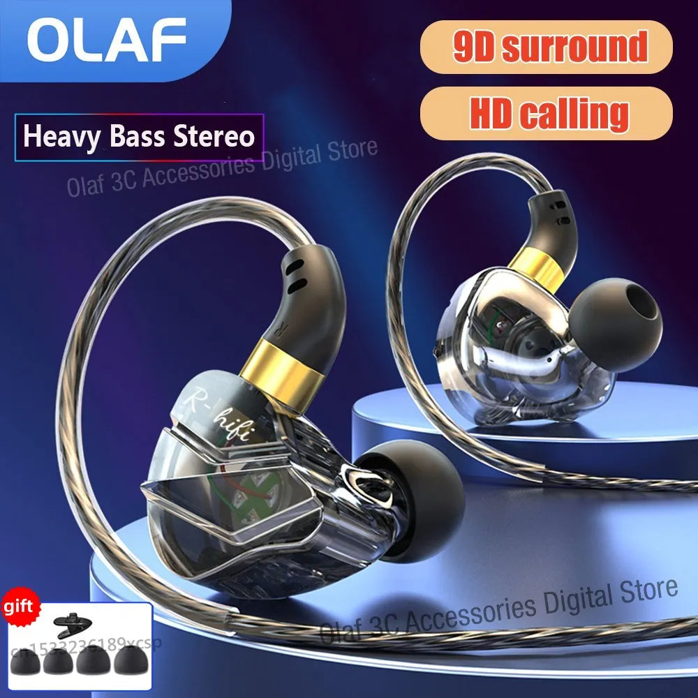 OLAF 3.5mm Jack Type C Plug Wired Headphones HIFI Bass Earphone in-Ear Headset Gamer Handsfree - TaMNz