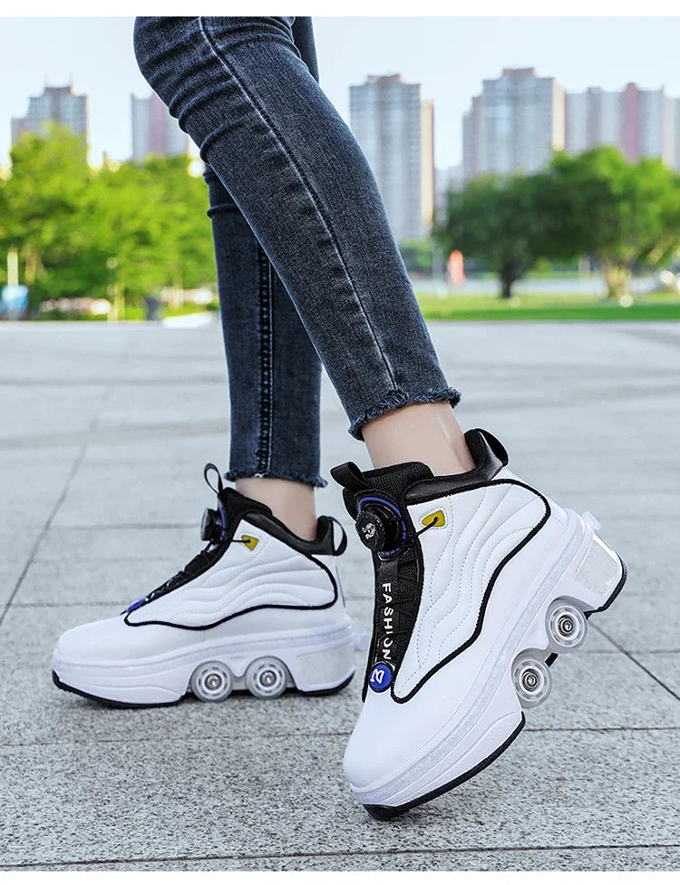 4 Wheel  Roller Skate Shoes For Girls Fashion Shoes With Wheels Women's Adjustable Rolling Skates Shoe Sneakers With Wheels