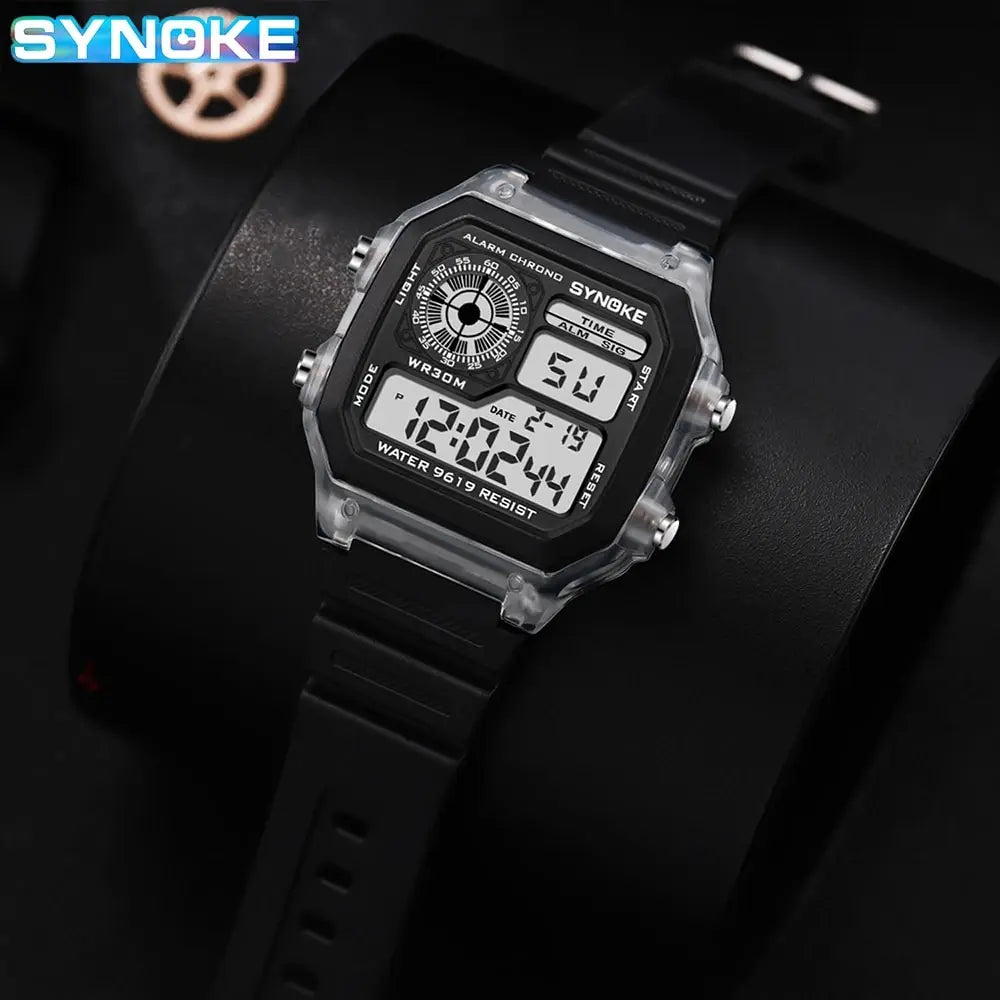 SYNOKE Digital Watches Men Sports Luminous Multifunction Waterproof Chrono Wristwatch Outdoor and Running Student Seven Lights