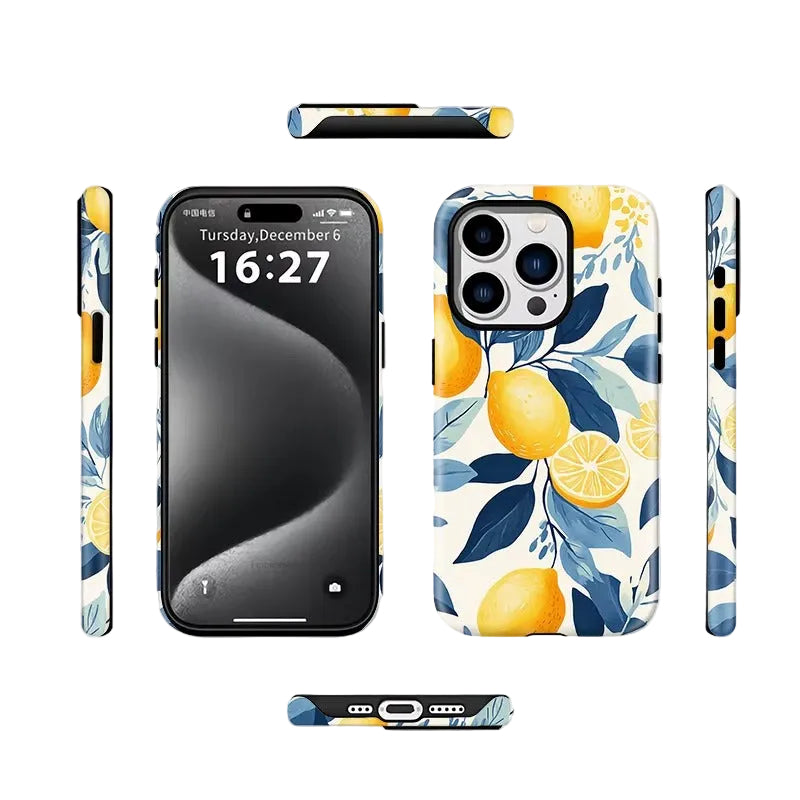 MagSafe Lemon Pattern Acrylic TPU Case for iPhone