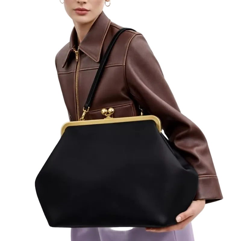 Large Kiss Lock Shell Handbag for Women