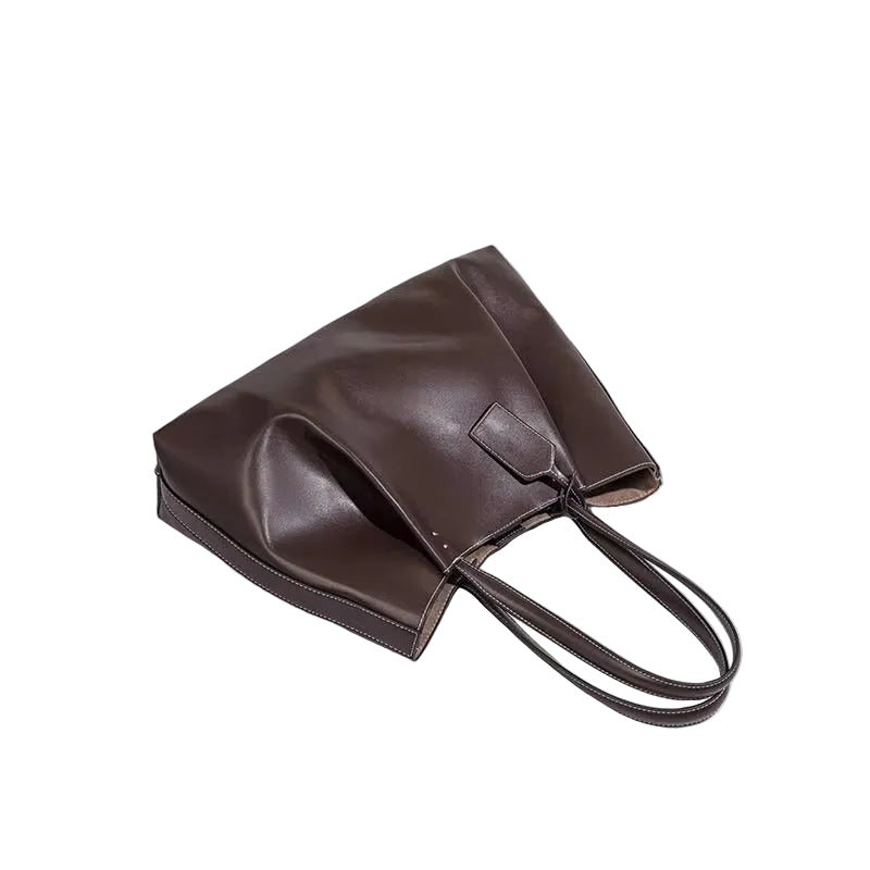Women's Ruched PU Leather Shoulder & Crossbody Bucket Bag