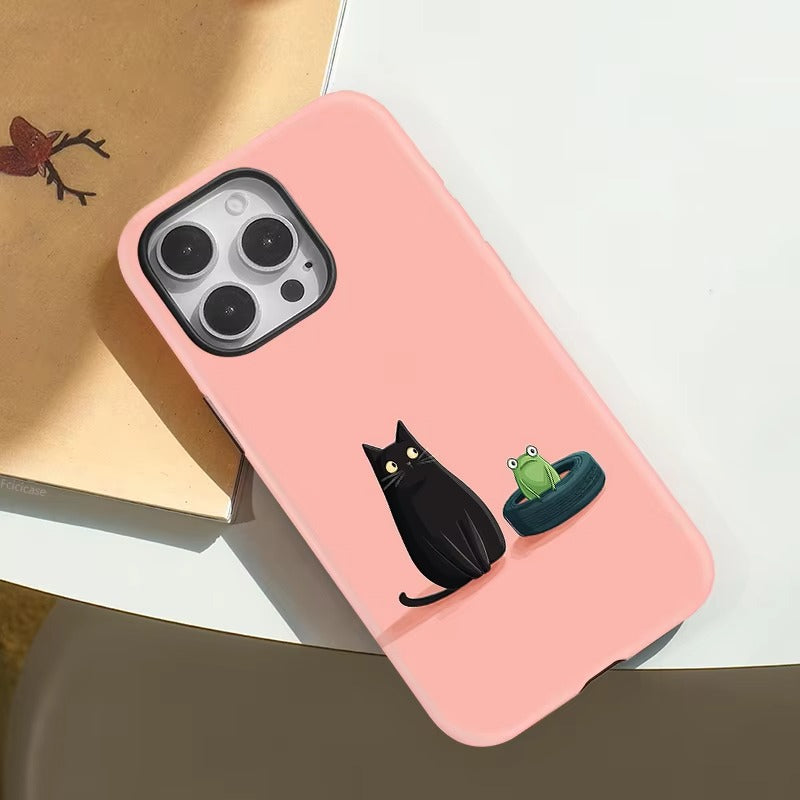 Cute Cat Frog Shockproof MagSafe iPhone Case