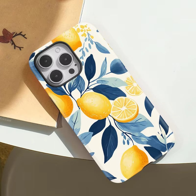 MagSafe Lemon Pattern Acrylic TPU Case for iPhone