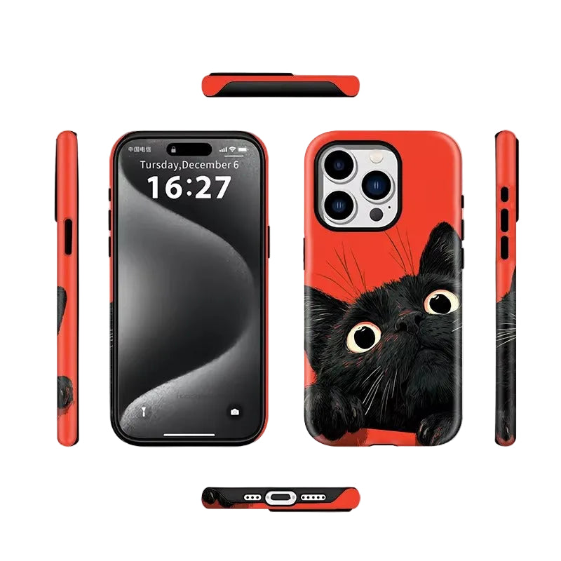 Magnetic Black Cat Shockproof iPhone Case