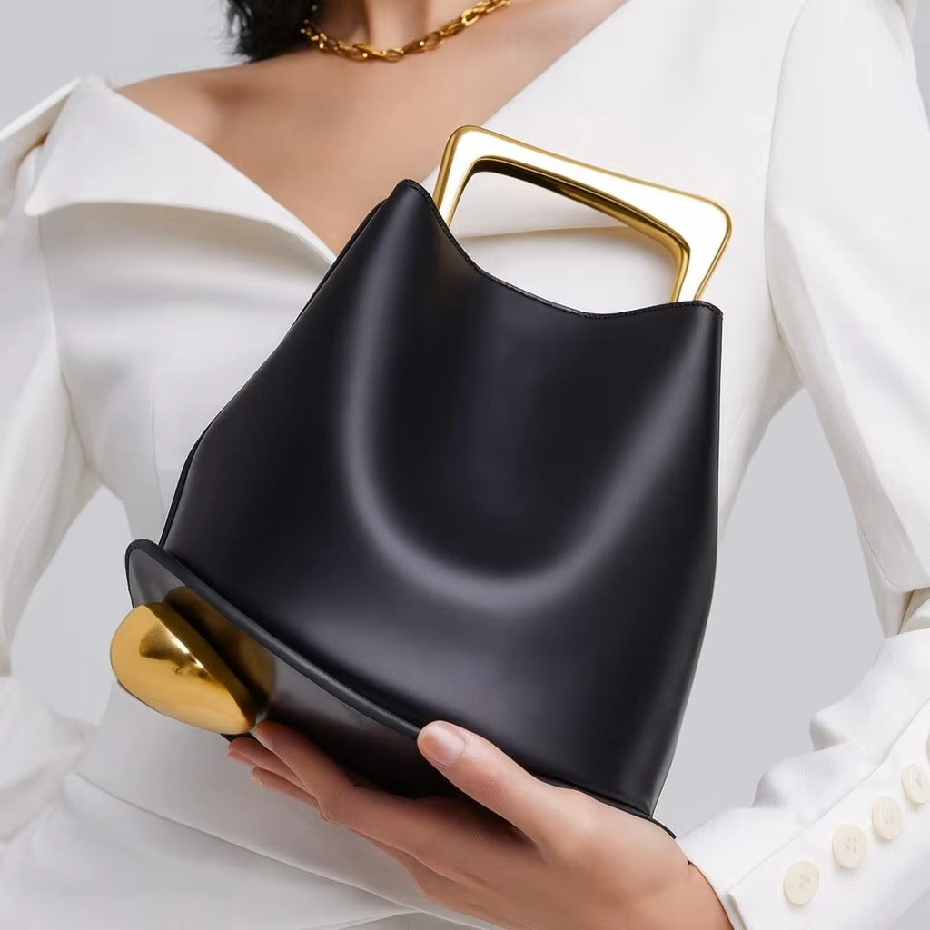 Luxury PU Leather Irregular Bucket Bag for Women
