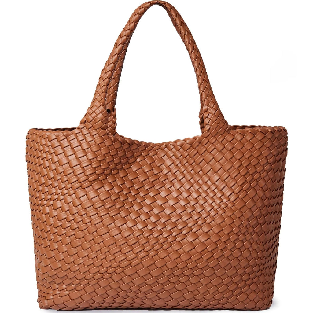 Women's Woven Vegan Leather Tote Bag
