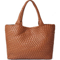 Women's Woven Vegan Leather Tote Bag