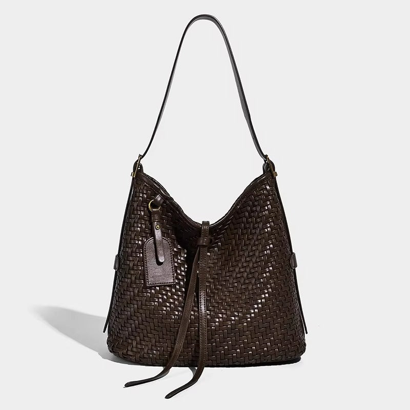 Woven Vegan Leather Tote Bag for Women