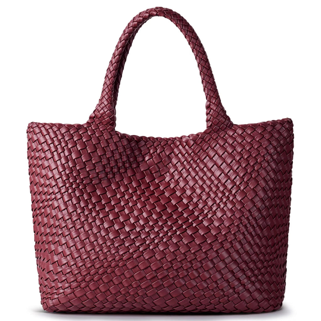 Women's Woven Vegan Leather Tote Bag