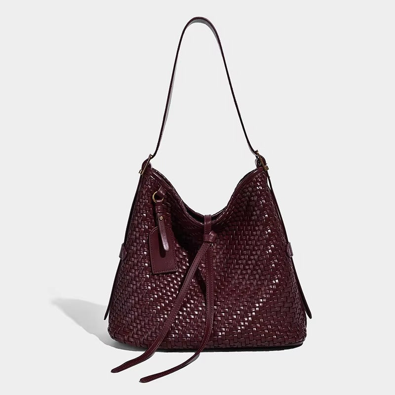 Woven Vegan Leather Tote Bag for Women