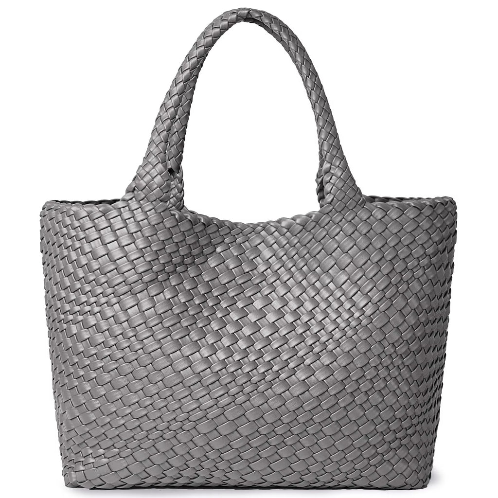 Women's Woven Vegan Leather Tote Bag