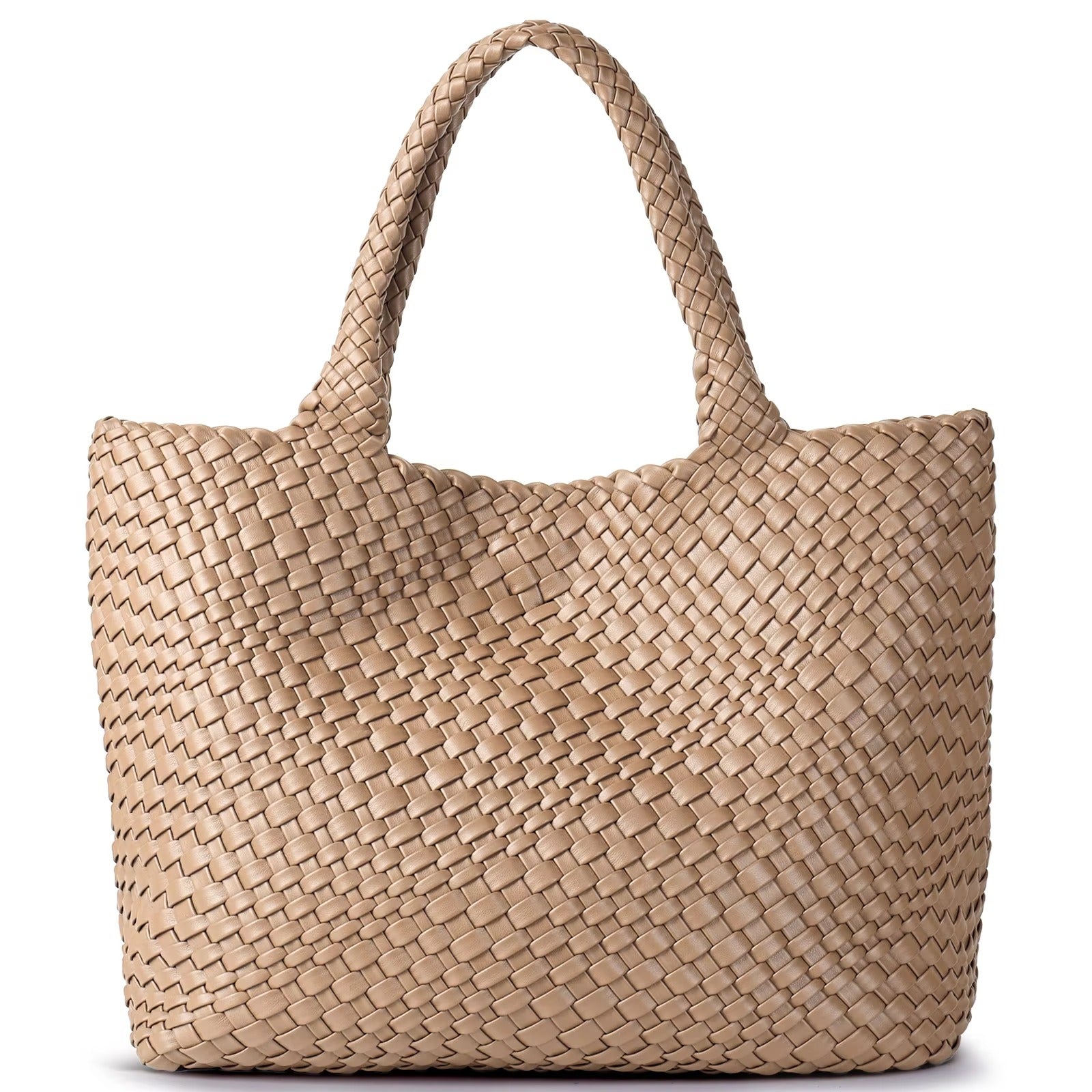 Women's Woven Vegan Leather Tote Bag